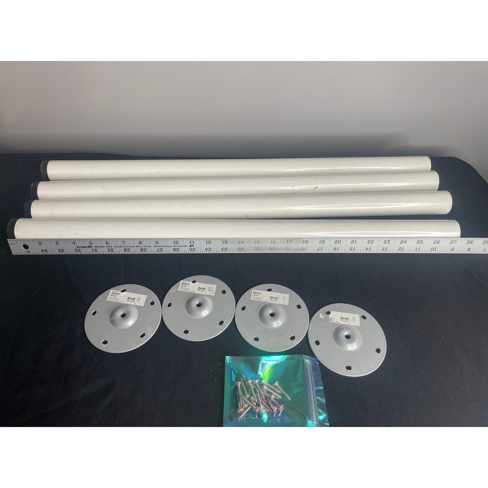 IKEA Adils Table Legs White Set of 4 with Mounting Plates and Screws 27.5 inch